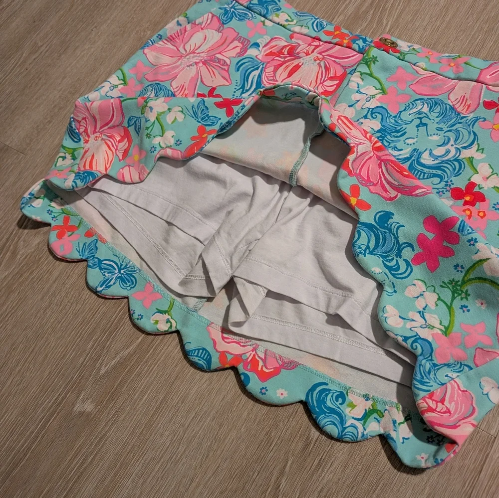 Lilly Pulitzer Skort Colette Hem Knit Surf Blue Luscious Lions - Picture 6 of 10